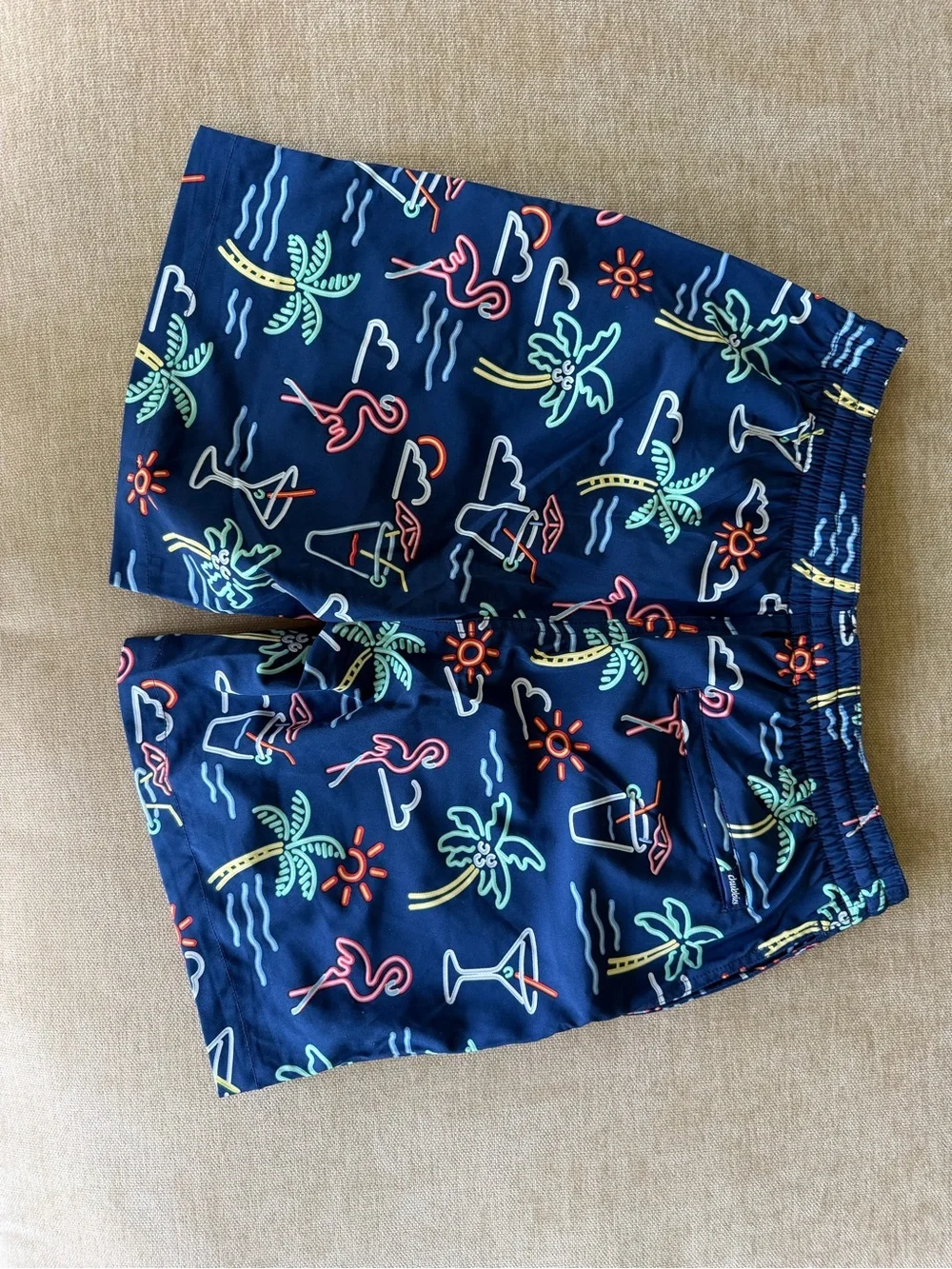 chubbies Navy Neon Tropical Swim Trunks
